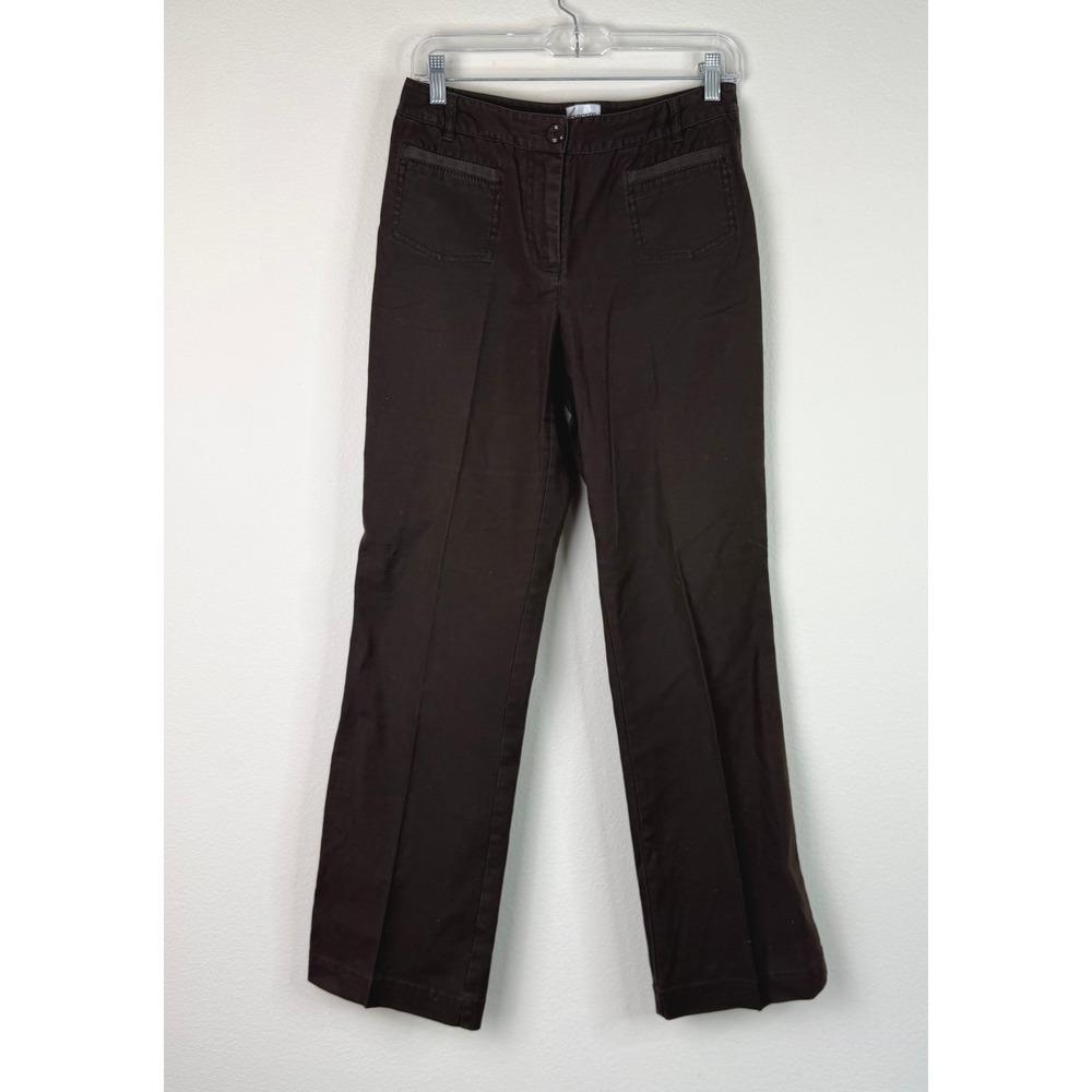 Chico's Women's Straigh Leg Stretch Mid Rise Work Pants Brown Size 0 Office